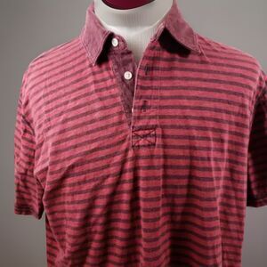 Lucky Brand Shirt Mens  XXL 2XL Vintage Inspired  Polo  Red Striped Cotton